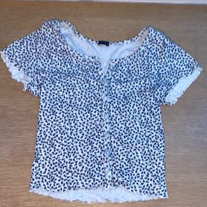 Black flower printed Brandy Melville top